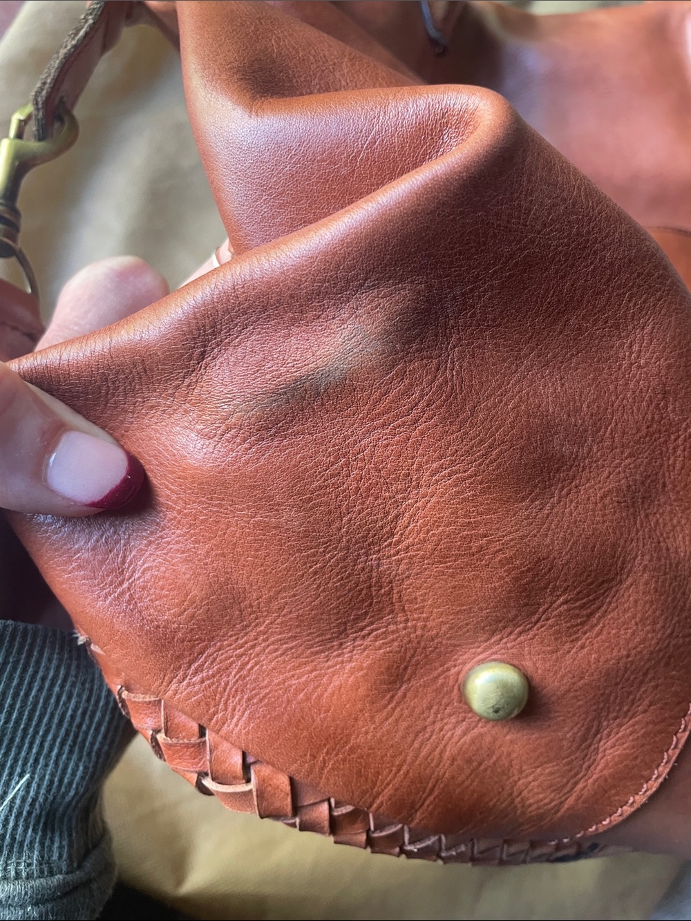 Patricia Nash Tan Brown Woven Leather Shoulder Bag - Picture 6 of 8